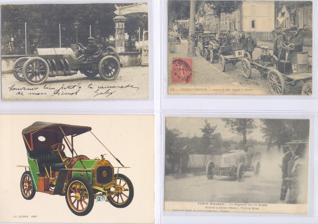 Antique postcard race car