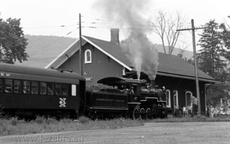 train Connecticutt Valley 2-8-0 #97 on a fan trip on the old New Haven, through Danbury, Conn