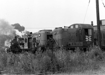 train Connecticutt Valley 2-8-0 #97 on a fan trip on the old New Haven, through Danbury, Conn